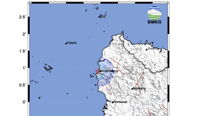 Lokasi Pusat Gempa Bengkayang Berada di Laut 5 KM Barat Daya Singkawang